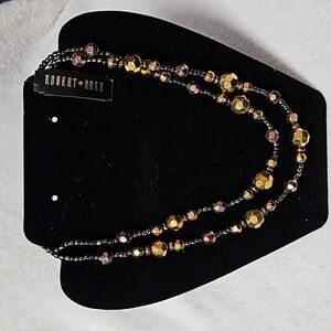 Robert Rose Metallic Beaded Necklace NWT